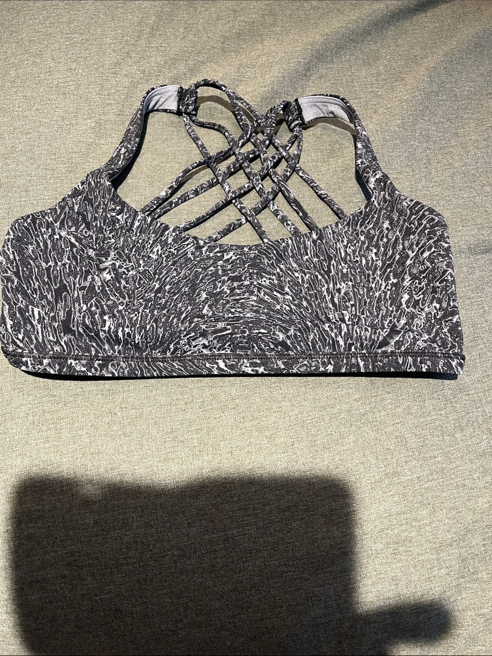lululemon athletica Black & White Marbled Strappy Sports Bra